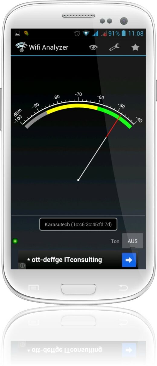 Signalstärke eines ausgewählten WLAN Netzes