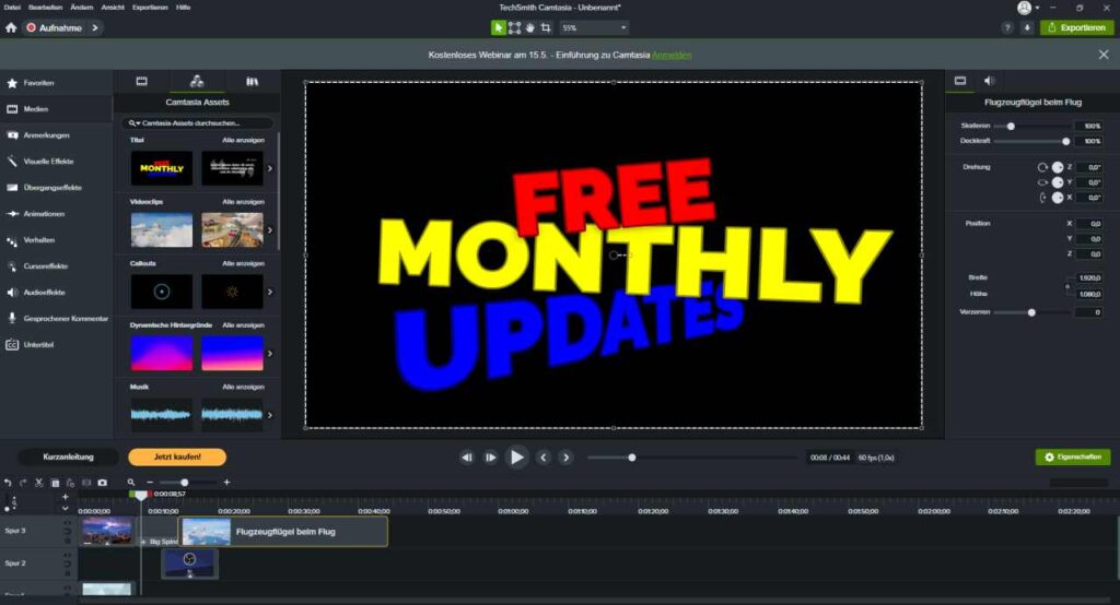 Camtasia Oberfläche Editor - Review von Camtasia Studio auf Addis Techblog