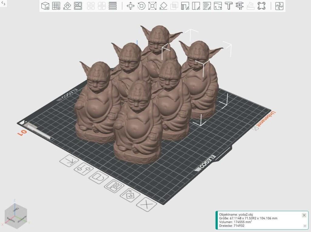 3D Scan einer Yoda Figur im Orca Slicer