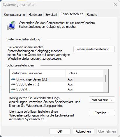 Systemwiederherstellung unter Windows 11
