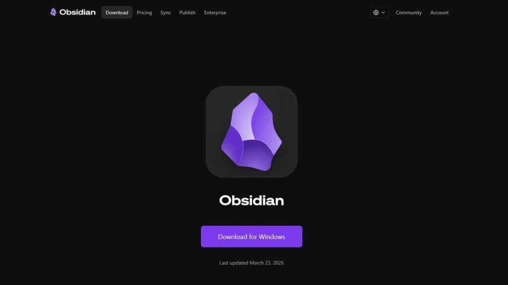 Obsidian Tutorial Download Seite
