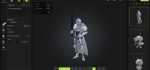 Armored Space Knight mit Meshy.ai erstellt