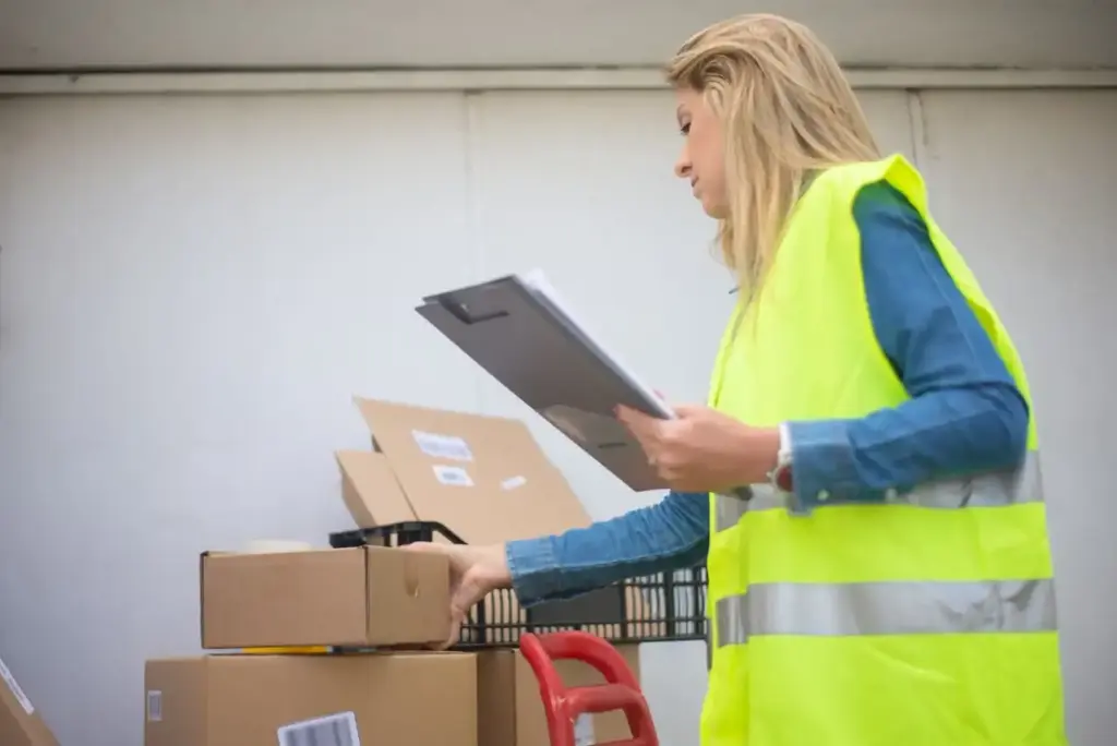 Lagermitarbeiter scannt Paket im Versandlager während starkem Bestellwachstum