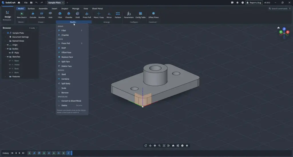 Screenshot der OpenScource Software SolidCraft