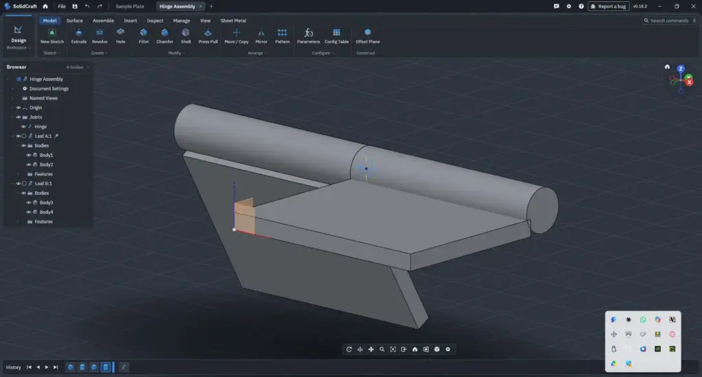 Screenshot der möglichen kostenlosen Openscource Alternative SolidCraft zu Fusion 360